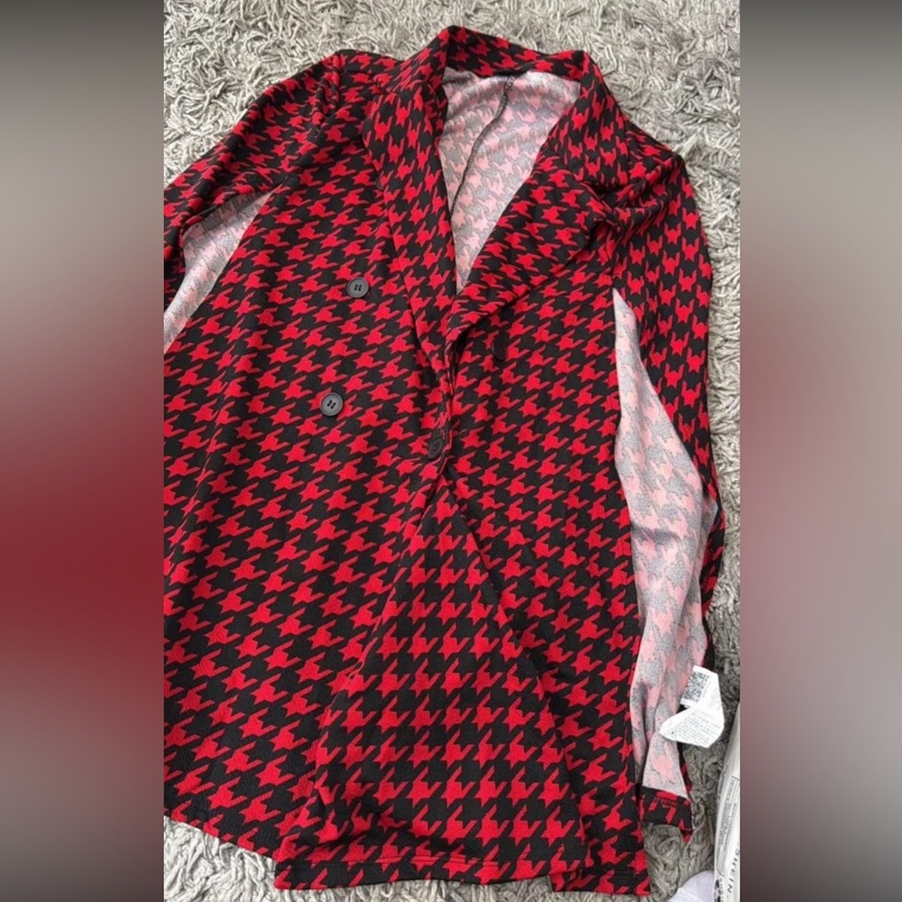 Red and Black Houndstooth Cape Blazer LIGHTWEIGHT - Picture 6 of 6